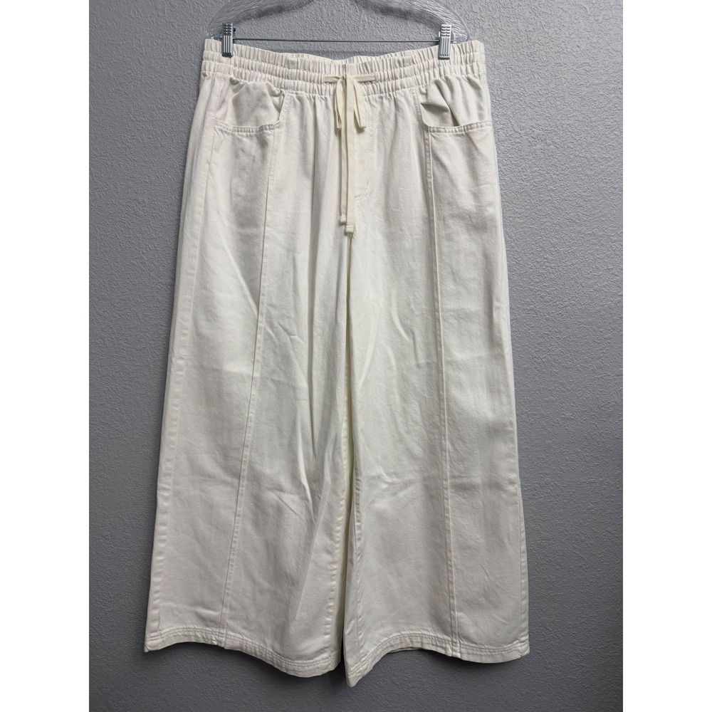 Universal Thread Womens XL Cream White Wide Leg Drawstring Denim Pants F16950592